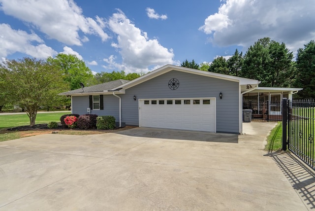 220 Pitts Chapel Rd, Newborn, GA 30056 - single story home with an attached garage, a front yard, concrete driveway, and fence