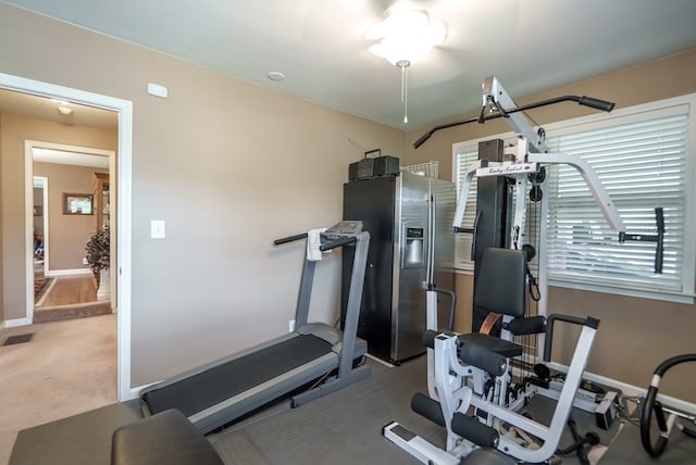 220 Pitts Chapel Rd, Newborn, GA 30056 - workout area with visible vents, baseboards, and carpet flooring