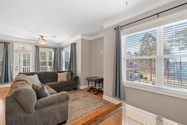 222 Sheffield Dr Unit E-5, Sparta, GA 31087 - living room featuring ceiling fan, plenty of natural light, and wood finished floors