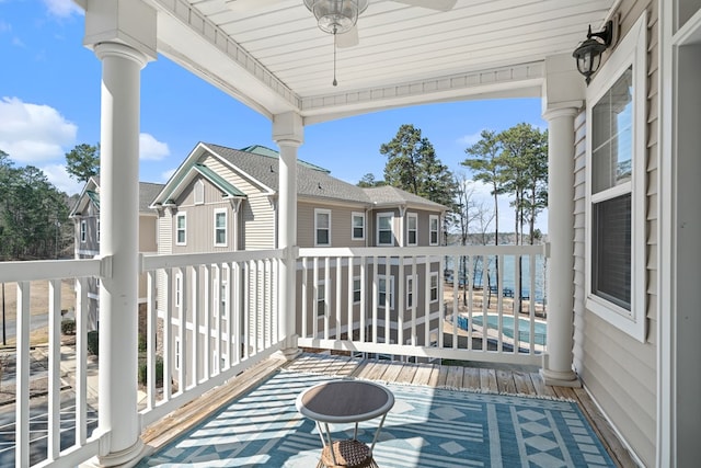 222 Sheffield Dr Unit E-5, Sparta, GA 31087 - balcony featuring a water view and ceiling fan