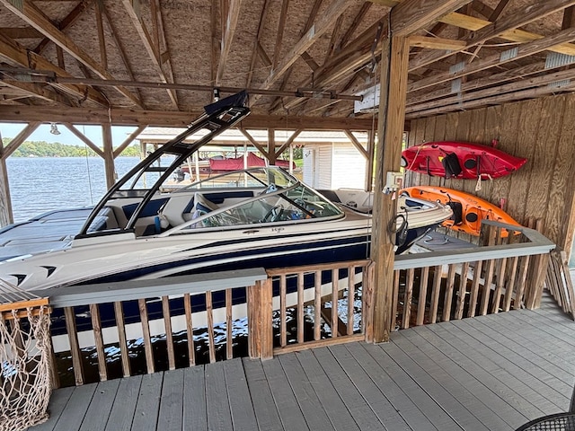 126A N Little River Run, Eatonton, GA 31024 - dock featuring a water view and boat lift