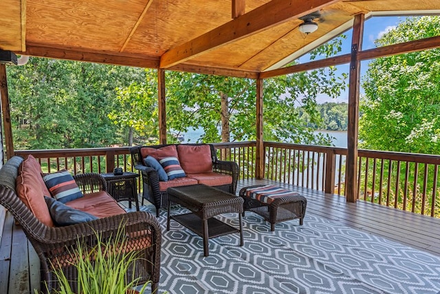 126A N Little River Run, Eatonton, GA 31024 - wooden terrace with an outdoor living space