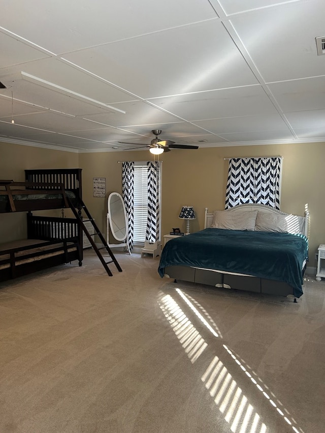 bedroom with carpet and ceiling fan