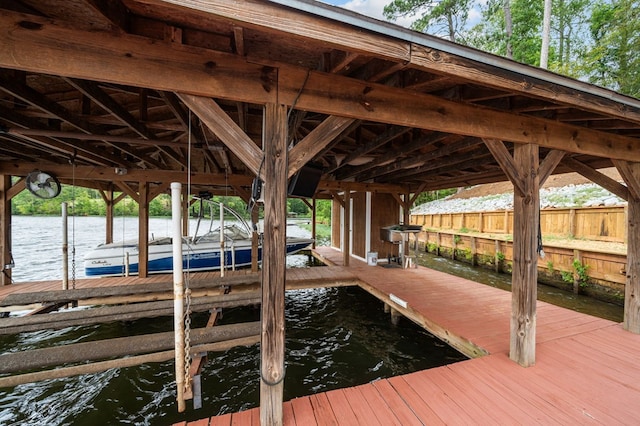 view of dock featuring a water view