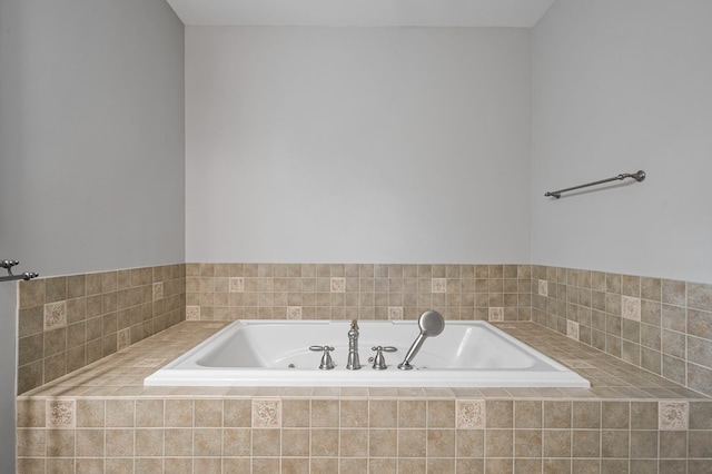 bathroom with tiled bath