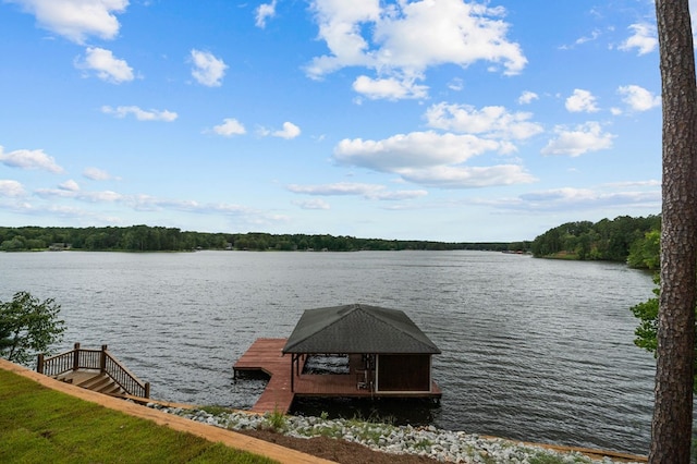 view of dock featuring a water view