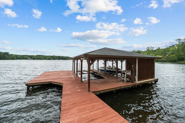 dock area featuring a water view