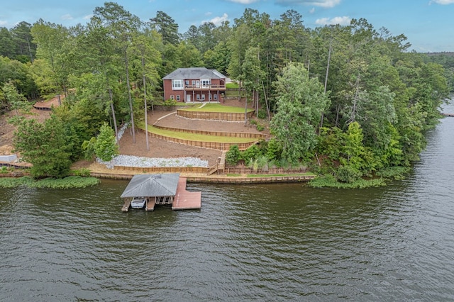 dock area with a water view