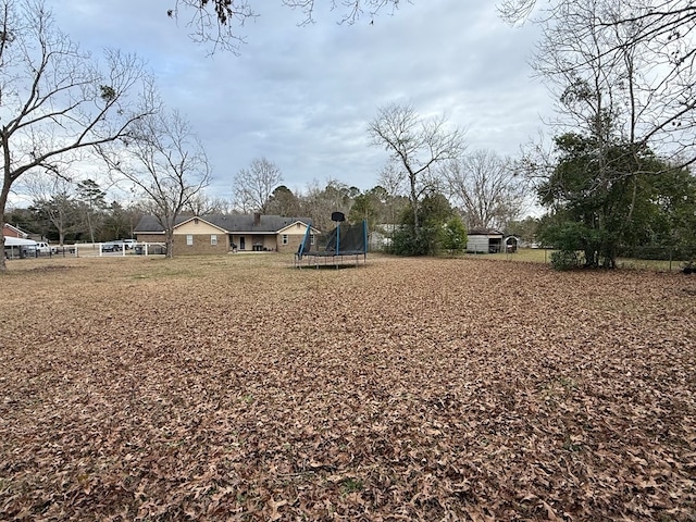 view of yard featuring a trampoline