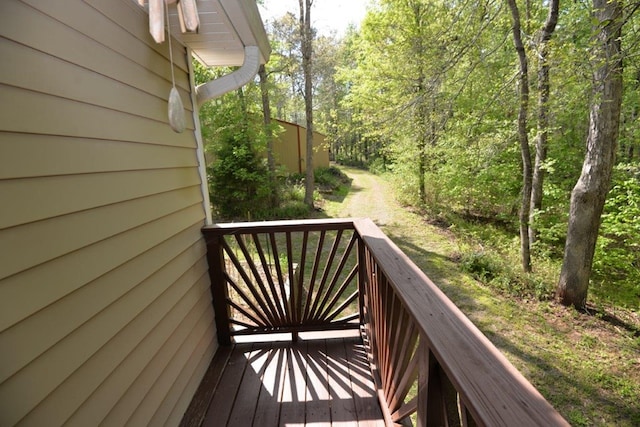 deck with a forest view