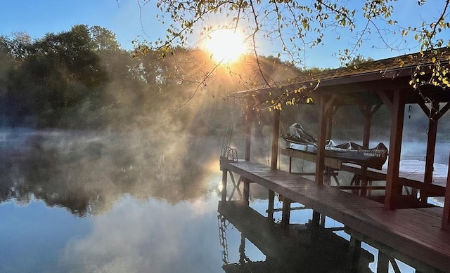 view of dock featuring a water view