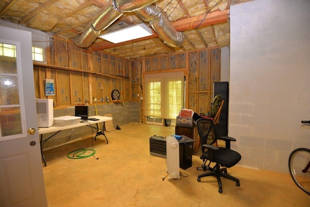 interior space featuring concrete floors