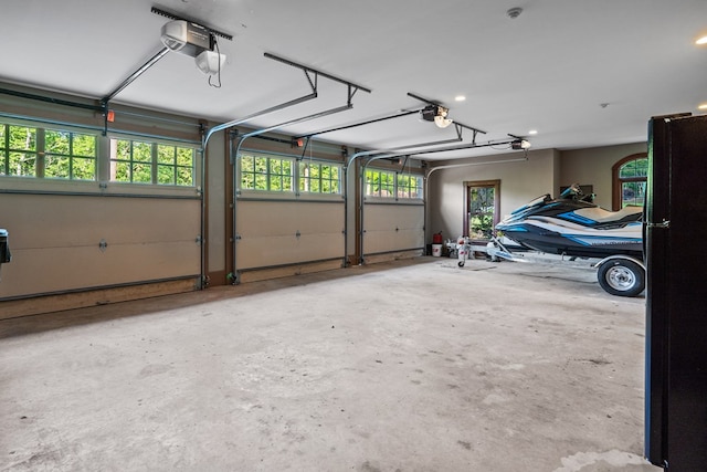 garage with a garage door opener