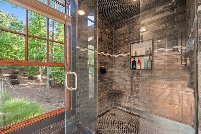 bathroom featuring walk in shower