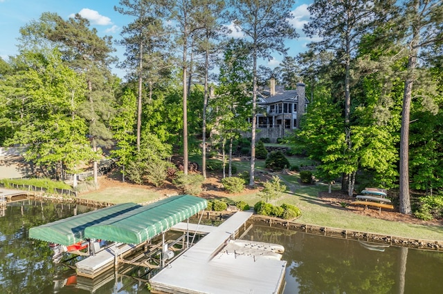 dock area featuring a water view