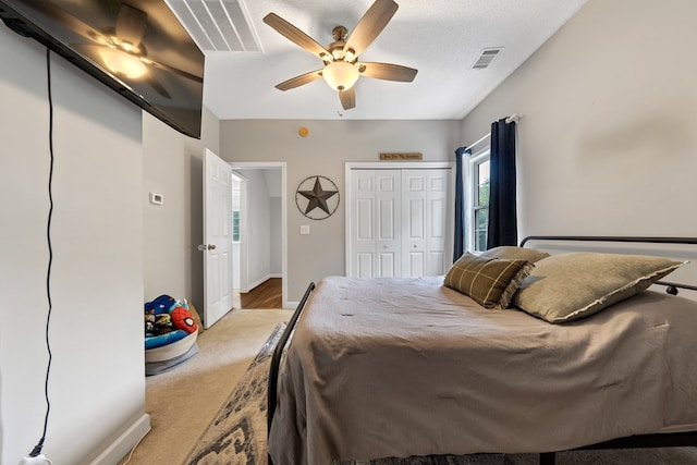 793 Greene Settlement Rd, Gray, GA 31032 - bedroom with carpet flooring, a ceiling fan, and a closet