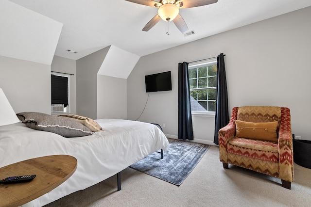 793 Greene Settlement Rd, Gray, GA 31032 - carpeted bedroom featuring a ceiling fan and vaulted ceiling
