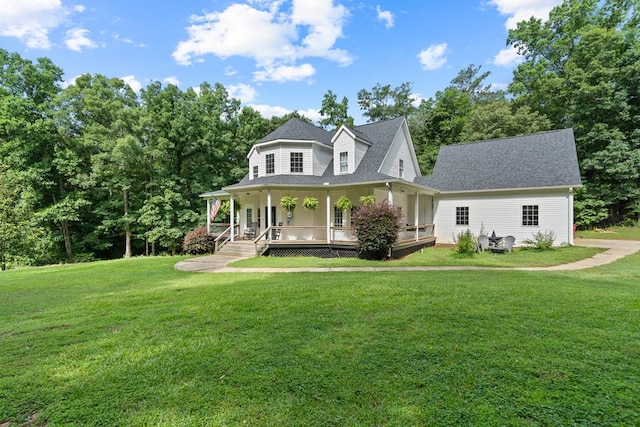793 Greene Settlement Rd, Gray, GA 31032 - view of front of home featuring covered porch, a front lawn, and roof with shingles