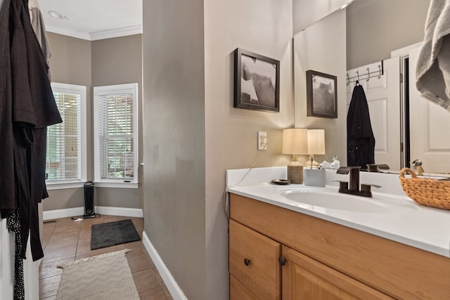 793 Greene Settlement Rd, Gray, GA 31032 - bathroom with crown molding, vanity, and tile patterned flooring