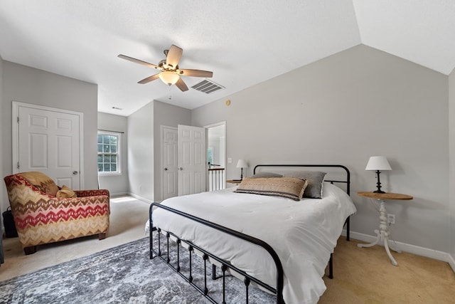 793 Greene Settlement Rd, Gray, GA 31032 - bedroom featuring light carpet, ceiling fan, and vaulted ceiling