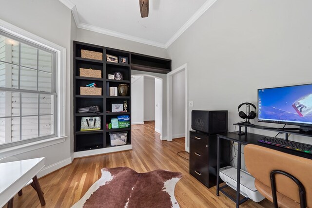 793 Greene Settlement Rd, Gray, GA 31032 - office area with crown molding, arched walkways, and wood finished floors