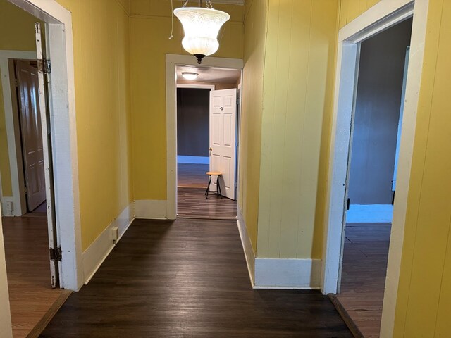 hall with dark hardwood / wood-style flooring