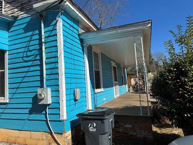 view of home's exterior with a porch