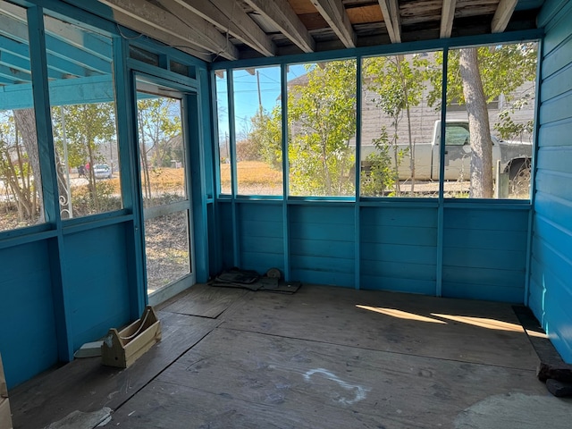 view of unfurnished sunroom