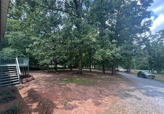 view of yard featuring a wooden deck