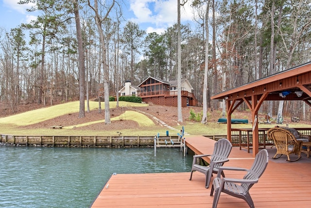 view of dock featuring a water view