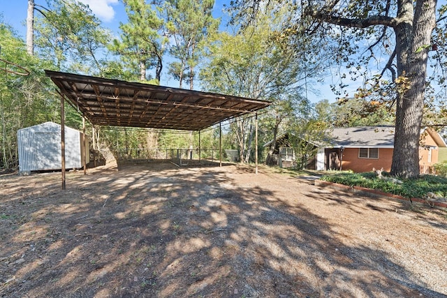 exterior space featuring a carport