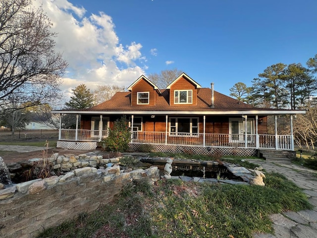 country-style home featuring covered porch