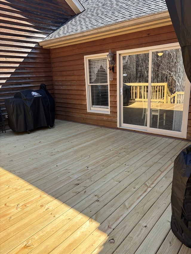 deck featuring area for grilling