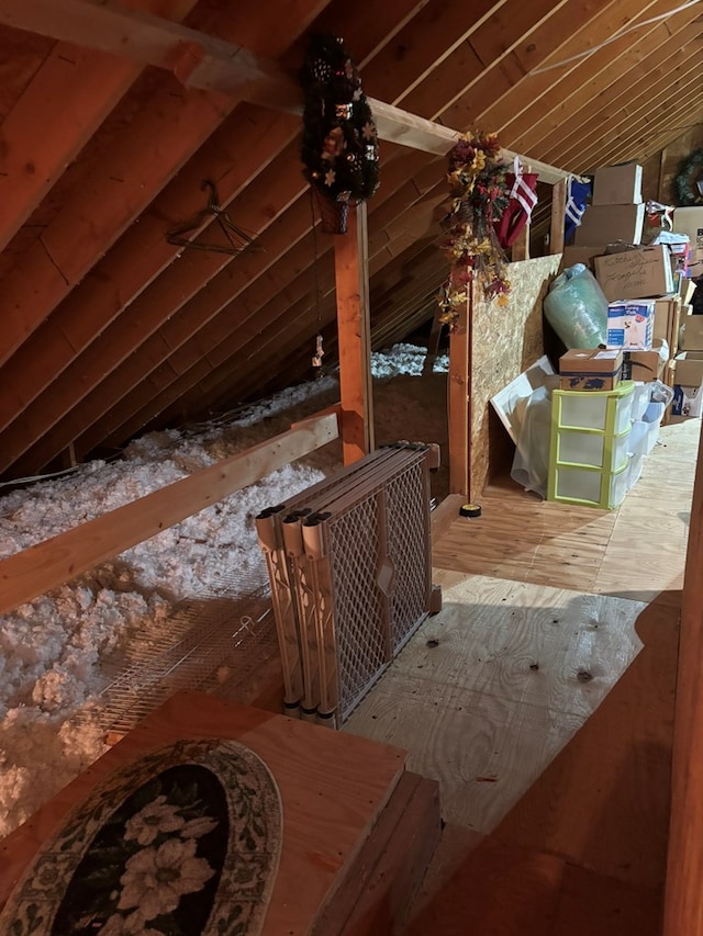 view of unfinished attic