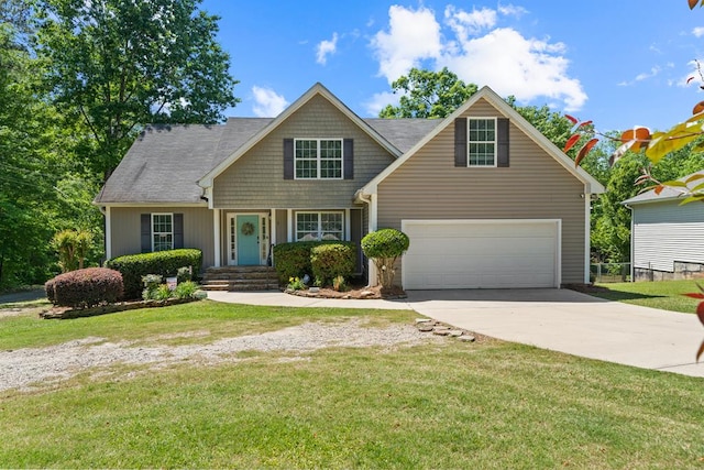 view of front facade featuring a garage and a front yard