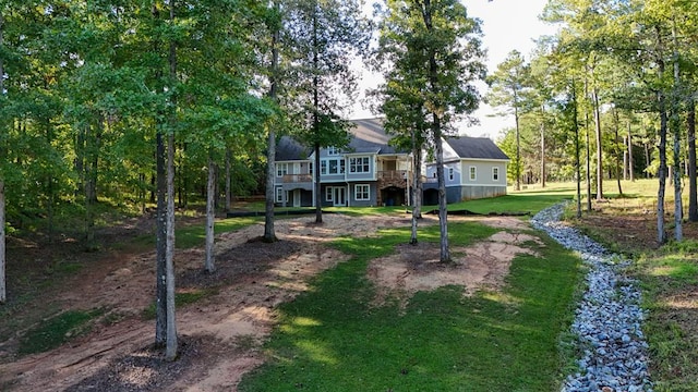 view of yard with a deck