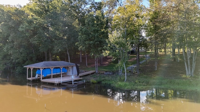 view of dock featuring a water view