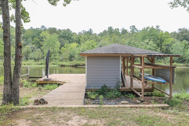 dock area featuring a water view