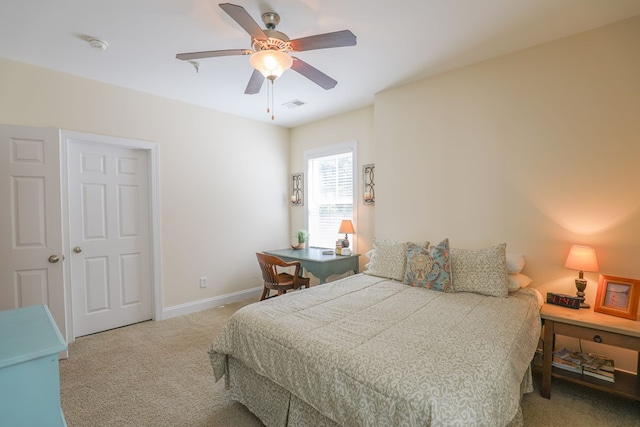 bedroom with carpet and ceiling fan