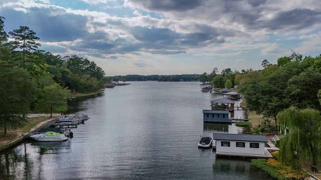 water view with a boat dock