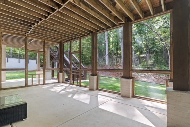 view of unfurnished sunroom