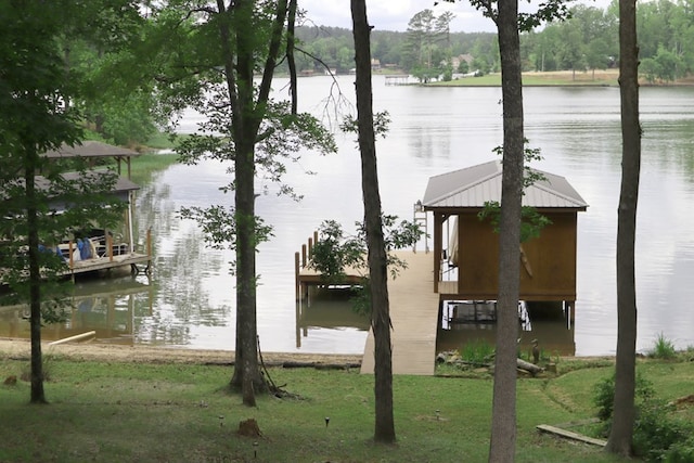 view of dock featuring a water view
