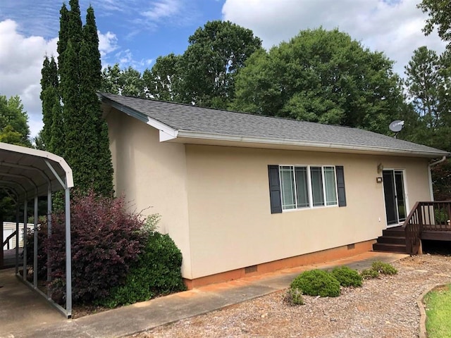 104 Wesley Ct, Eatonton, GA 31024 - view of side of home with stucco siding and crawl space