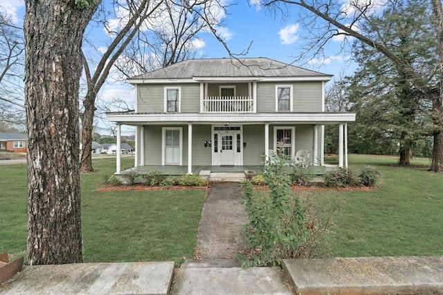 view of front facade with a porch and a front yard