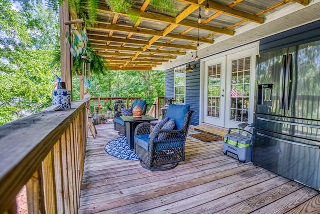 deck featuring french doors