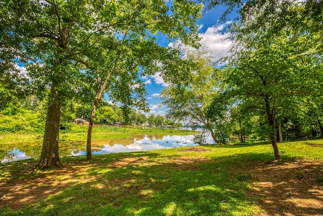 view of yard with a water view