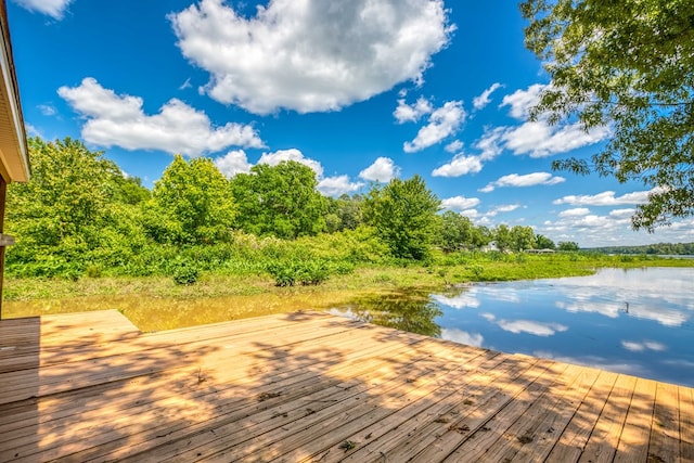 view of dock featuring a water view