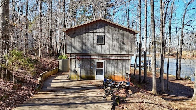 view of outdoor structure featuring a water view