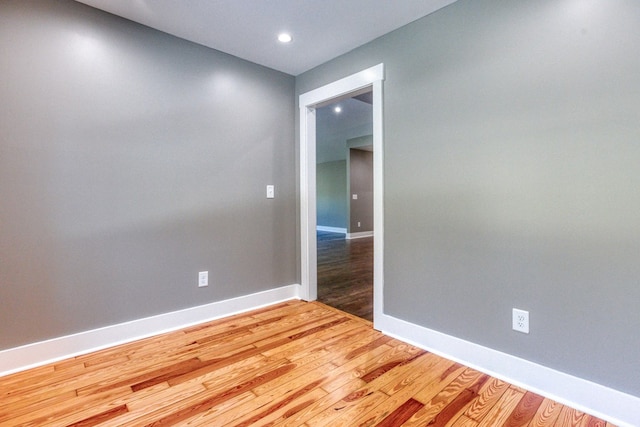 spare room featuring wood-type flooring