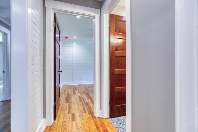 hall featuring light wood-type flooring